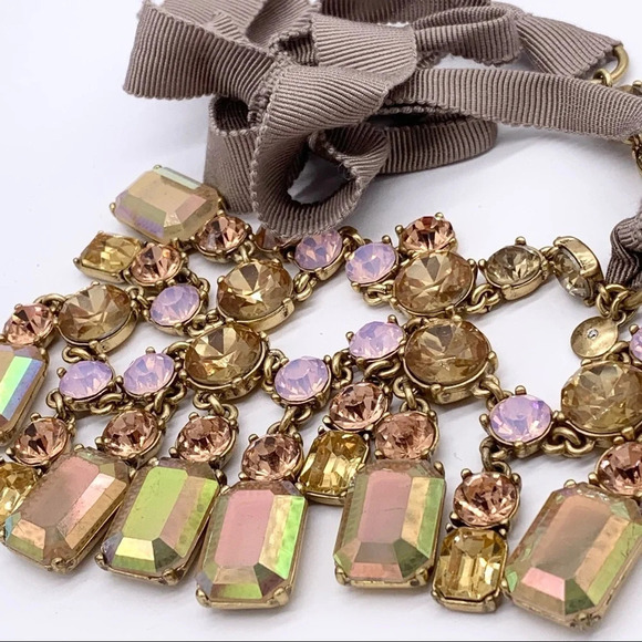 J. Crew Jeweled Opalescent AB Ribbon Tie Necklace - Picture 4 of 5